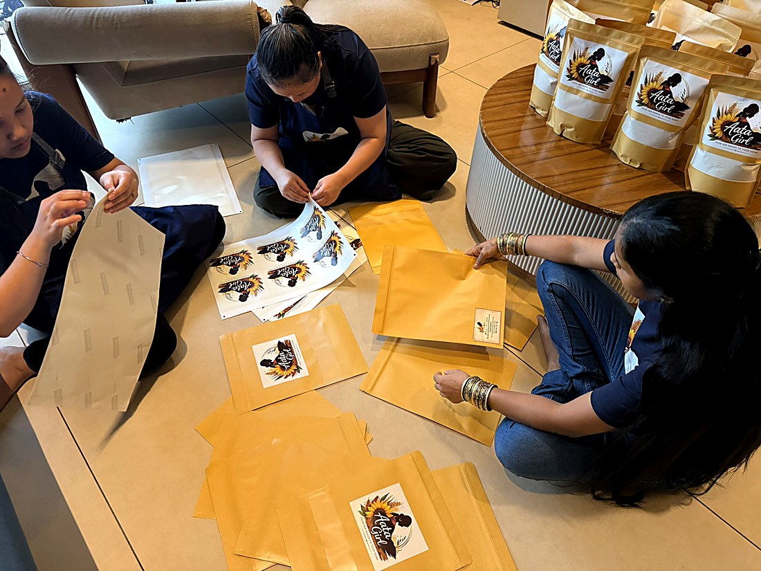Readying bags with labels